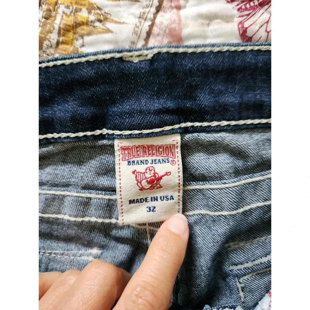 True Religion World Tour Womens Bootcut Blue‎ Jeans Pants Low-rise Rhinestone 32